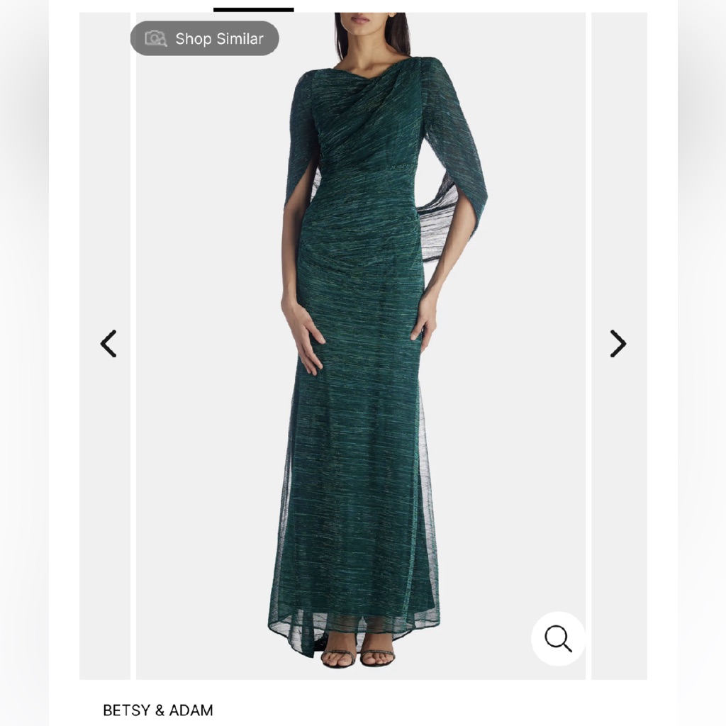 Betsy & Adam Cape Long Sleeve Metallic Knit Dress